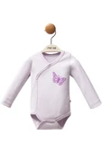 Kruvaze Uzun Kollu Kelebek Detaylı Bebek Body Lila thumbnail 1