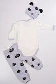 Köpek Baskılı Erkek Bebek 3'lü Body Takım Gri thumbnail 2