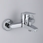 Premium Tek Kollu Aç Kapa Krom Banyo Bataryası Duvar Tipi Armatür Modern Tasarım Sıcak Soğuk Ayarlı thumbnail 5