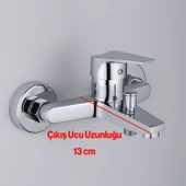 Premium Tek Kollu Aç Kapa Krom Banyo Bataryası Duvar Tipi Armatür Modern Tasarım Sıcak Soğuk Ayarlı thumbnail 3