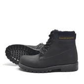 Rakerplus Hakiki Deri Siyah Nubuk Fermuarlı Kışlık Çocuk Bot thumbnail 4
