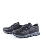 Hakiki Deri Siyah Cırtlı Unisex Çocuk Spor Okul Ayakkabısı - 3