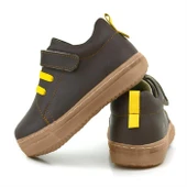 Anatomik Hakiki Deri Yumuşak Kahverengi Lastikli Cırtlı Çocuk Ayakkabı thumbnail 7