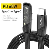 Valkyrie Tuti Süper Hızlı 60W PD Type-C Şarj ve Data Kablosu - Dayanıklı Örgülü Tasarım Vertical Yatay Kablo 130cm - 6