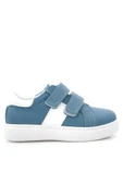 Hakiki Deri Mavi Beyaz Cırt Cırtlı Çocuk Spor Ayakkabı thumbnail 3