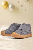 Rakerplus Yoohoo Hakiki Deri Koyu Gri Cırtlı Unisex Bebek Bot - 1