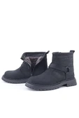 Gerçek Kürklü Hakiki Deri Siyah Nubuk Fermuarlı Çocuk Bot thumbnail 6