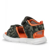 Haki Yeşil Turuncu Cırtlı Bebek Sandalet Ayakkabı - 3