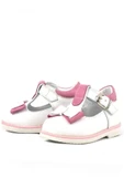 Hakiki Deri Beyaz Pembe Fiyonklu Kız Bebek Çocuk Sandalet Ayakkabı - 3