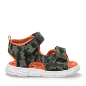 Haki Yeşil Turuncu Cırtlı Bebek Sandalet Ayakkabı - 2