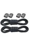 Akıllı Kilitli Ayarlanabilir Siyah 6 MM Lastik Pratik Bağcık 1 Çift thumbnail 1