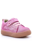 Anatomik Hakiki Deri Yumuşak Pembe Çiçekli Cırtlı Kız Çocuk Ayakkabı - 1