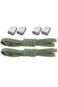 Akıllı Kilitli Ayarlanabilir Haki Yeşil 6 MM Lastik Pratik Bağcık 1 Çift thumbnail 1