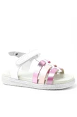 Artico Bellini Vaketa Hakiki Deri Beyaz Fuşya Pembe Kız Bebek Çocuk Sandalet thumbnail 1
