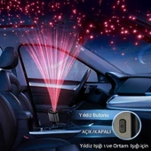 QASUL 4 in 1 Geri Çekilebilir Araç Şarj Cihazı Starlight Araba Çatı Yıldız Gece Lambası Çift Araç Şarj Adaptörü - 7