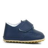 Hakiki Deri Lacivert Cırtlı Bebek Patik Ayakkabı - 3