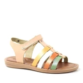 Artico Bellini Hakiki Deri Vaketa Taba Renkli Kız Çocuk Sandalet thumbnail 1