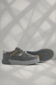 Rakerplus Gri Hakiki Deri Bağcıklı Gri Tabanlı Çocuk Sneaker Ayakkabı thumbnail 1