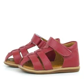 Rakerplus Hakiki Deri Kırmızı Cırtlı Bebek Sandalet Ayakkabı thumbnail 4