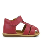 Rakerplus Hakiki Deri Kırmızı Cırtlı Bebek Sandalet Ayakkabı thumbnail 2