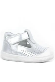 Rakerplus Shaun Hakiki Deri Beyaz Simli Cırtlı Anatomik Bebek Sandalet Ayakkabı thumbnail 1