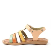 Artico Bellini Hakiki Deri Vaketa Taba Renkli Kız Çocuk Sandalet thumbnail 10