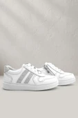 Rakerplus Hakiki Deri Beyaz Bağcıklı Fermuarlı Çocuk Sneaker Ayakkabı thumbnail 9