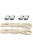 Akıllı Kilitli Ayarlanabilir 1 Çift Bej 6 MM Lastik Pratik Bağcık - 1