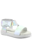 Artico Elenis Hakiki Deri Gümüş Kız Bebek Sandalet - 1