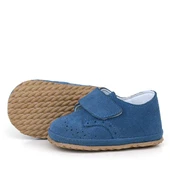 Hakiki Deri Lacivert Süet Cırtlı Bebek Patik Ayakkabı - 6