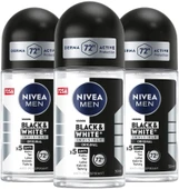 NIVEA MEN Erkek Roll-on Deodorant Black&White Invisible Original 50ml, 72 Saat Anti-perspirant, X3 AdetSet P09753 - 1