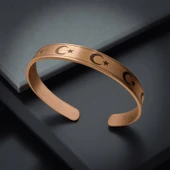 Ay Yıldız Model Parlak Erkek ve Kadın İçin Bakır Bileklik | Şık ve Anlamlı Hediye thumbnail 2