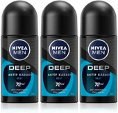 NIVEA MEN Erkek Roll-on Deodorant Deep Beat 50ml, 72 Saat Koruma, X3 Adet - 1