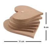 Ahşap Boyanabilir Dekoratif Kalp Desenli Bardak Altlığı - 1