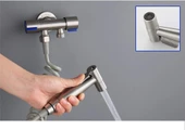Kolay Montajlı Klozet & Banyo Temizleme Seti Basınçlı Spiral Hortumlu WC Temizleyici - 1