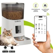 Wero Akıllı Kedi Köpek Mama Kabı Pro 1080p Ayarlanabilir Kamera Wifi Kontrol Pet Feeder Metal Kase Beyaz 6 Lt - 1