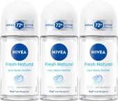 NIVEA Kadın Roll-On Deodorant Fresh Natural 50 ml,72 Saat Anti-perspirant Koruma, Eşsiz Fresh Koku,x3 Adet - 1