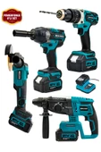 Graizer 21v Akülü Matkap & Taşlama & Kırıcı Delici Hilti & Somun Sıkma Sökme 4'lü Set Mavi - 1