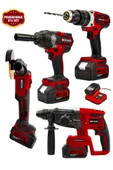 Graizer 21v Akülü Matkap & Taşlama & Kırıcı Delici Hilti & Somun Sıkma Sökme 4'lü Set Kırmızı - 1