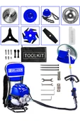 Graizer 7 Başlıklı Set Sırt Tipi Benzinli Ot Çalı Çim Biçme Tırpanı Makinesi Mavi - 1