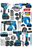 Graizer Profesyonel Kömürsüz Bakır Sargılı Çelik Şanzıman 6'lı Set Sunta Kesme+Dekupaj Mavi - 2