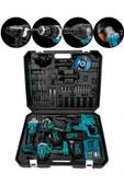 Graizer 21v Akülü Matkap & Taşlama & Kırıcı Delici Hilti & Somun Sıkma Sökme 4'lü Set Mavi - 3