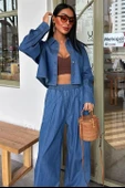 Denim Gömlek Plazzo Pantolon Takım 10163-08 thumbnail 7