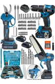 3 lü Set XR LI-ION Batarya Kömürsüz Motor Çift Akülü Şarjlı Matkap Budama Makası - 2