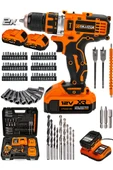 Graizer 12v Çift Akülü Vidalama Metal Şanzıman-Metal Mandren Şarjlı Matkap Turuncu - 1