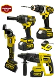 Graizer 21v Akülü Matkap & Taşlama & Kırıcı Delici Hilti & Somun Sıkma Sökme 4'lü Set Sarı - 1