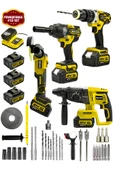 Graizer 21v Akülü Matkap & Taşlama & Kırıcı Delici Hilti & Somun Sıkma Sökme 4'lü Set Sarı - 2
