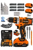 Graizer 12v Çift Akülü Vidalama Metal Şanzıman-Metal Mandren Şarjlı Matkap Turuncu - 2