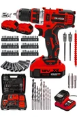 Graizer 12v Çift Akülü Vidalama Metal Şanzıman-Metal Mandren Şarjlı Matkap Kırmızı - 1