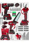 WaltMann 3 lü Set XR LI-ION Batarya Kömürsüz Motor Şarjlı Matkap Kırmızı - 1